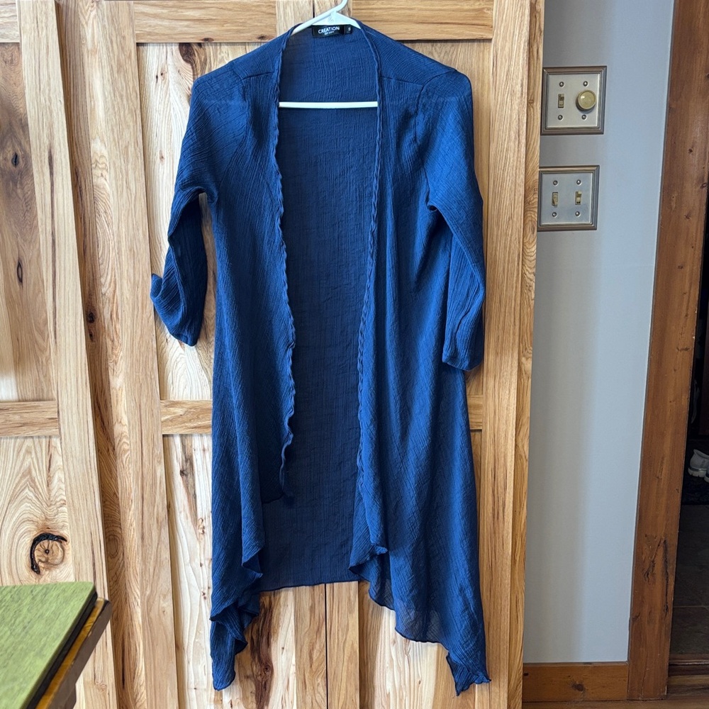 Navy Open-Front Navy Blue Coverup Cardigan